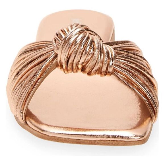 Revolve Jeffrey Campbell Knaughty-3 Rose Gold Knotted Slip-On Flat Sandal NWOT - Picture 2 of 13
